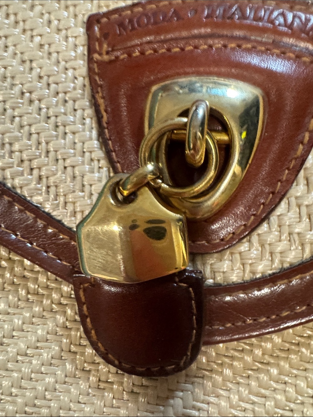 Casual Corner Beige Woven Crossbody with Brown Trim - Picture 4 of 11